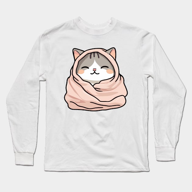 Cute sleepy cat Long Sleeve T-Shirt by InkPulse